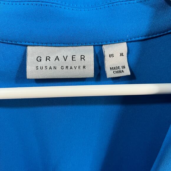 GRAVER Susan Graver LK Fusion 3/4 S1v Cutaway Hem Blazer Cabana Blue X-Large - Picture 3 of 11